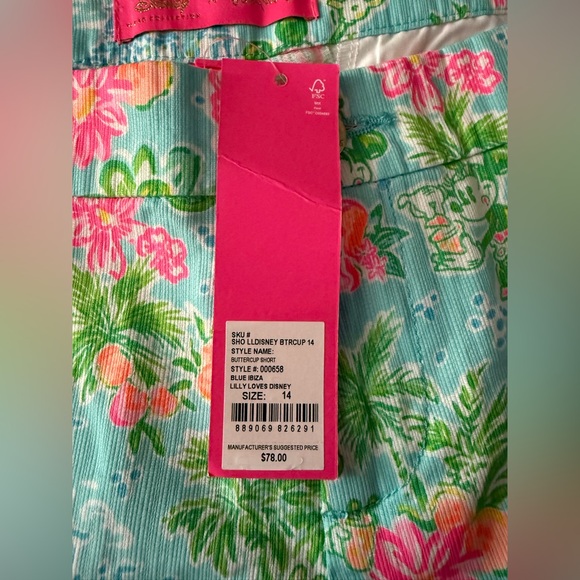 NWT Lilly Pulitzer x Disney Parks Mickey Buttercup Scalloped Shorts Size 14 - Picture 3 of 3